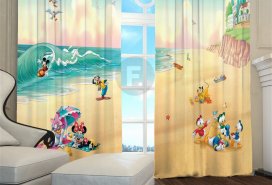 Комплект штор для детской. Микки Маус и его друзья. Пляжные игры  Арт 10079.